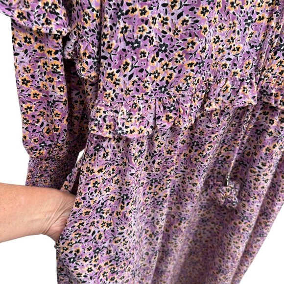 Vintage Thought Womens Prairie Ruffle Balloon Sleeve Pockets Maxi Dress Size 8 - Picture 7 of 15